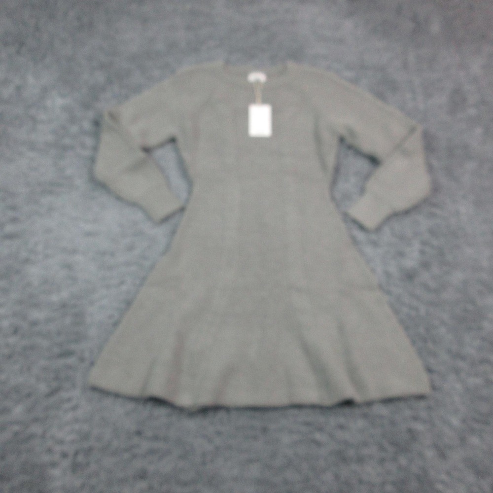 LOVELO Sweater Dress Womens Small Gray Ribbed Knit Fit & Flare Long Sleeve NWT
